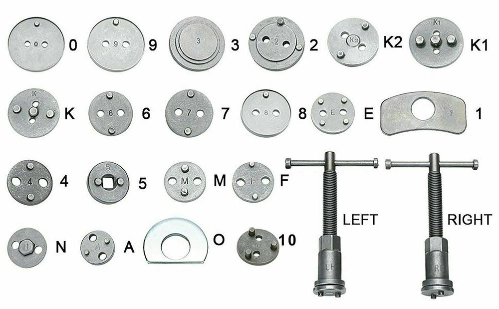 Coffret repousse piston d'étriers de freins et adaptateurs - 22 pièces