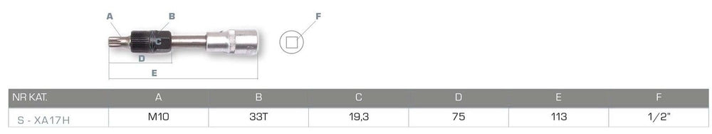 Outil pour poulie débrayable d’alternateur Bosch-spline M10 en 1/2″